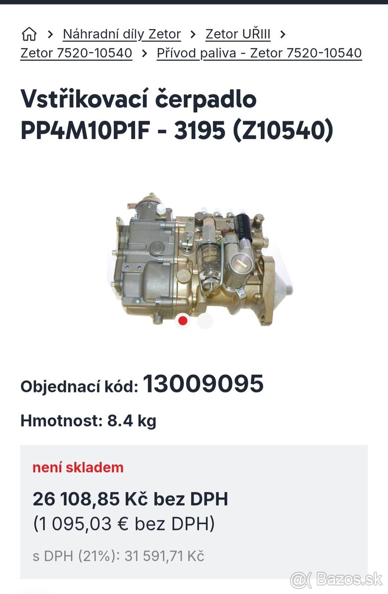 Vstřikovaci čerpadlo zetor 10540