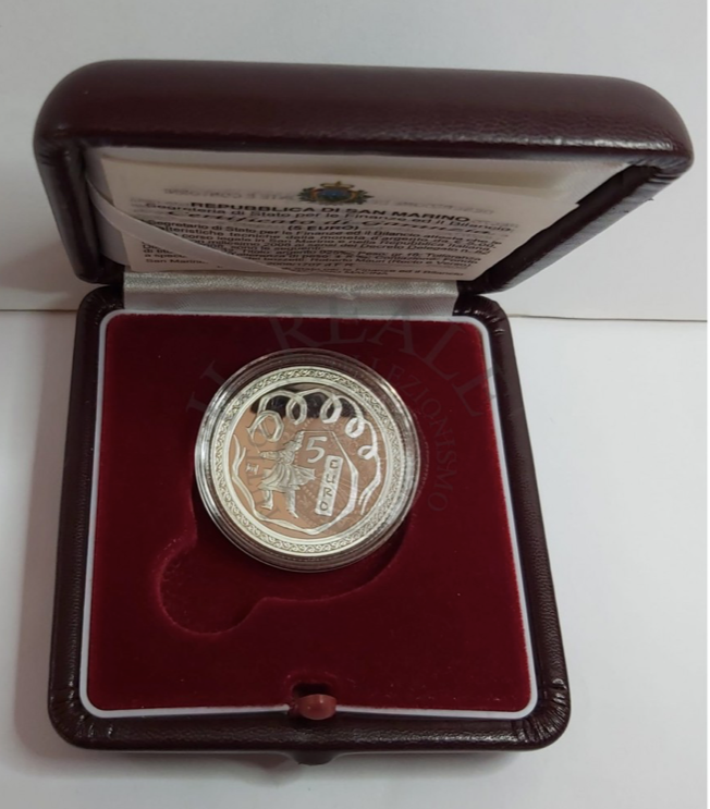 SAN MARINO 5 EURO 2008 OLIMPIADI DI PECHINO , PROOF, SILVER