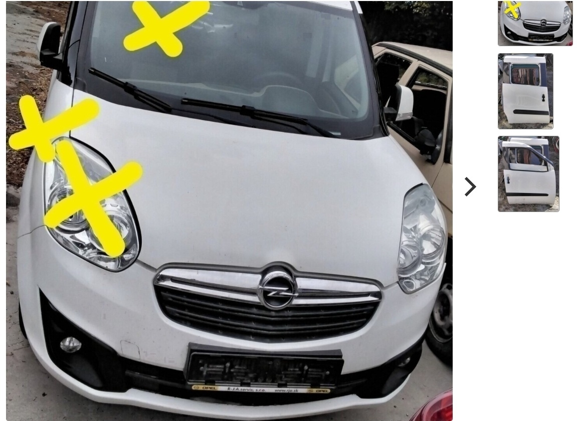 OPEL COMBO 1.6 CDTI 2016 Predám NARAZNÍK predný, KAPOTA, pra
