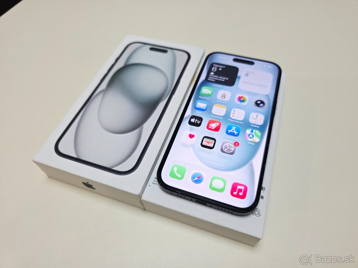 APPLE IPHONE 15 128GB ,ZDRAVIE BATERKY 100%