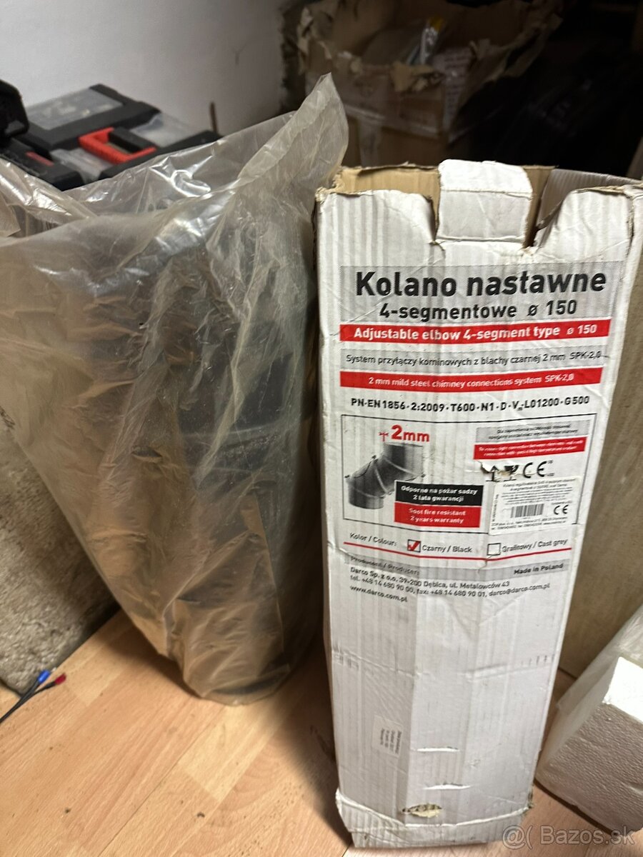 Dymovod, koleno 4x nastaviteľné priemer 150 mm .