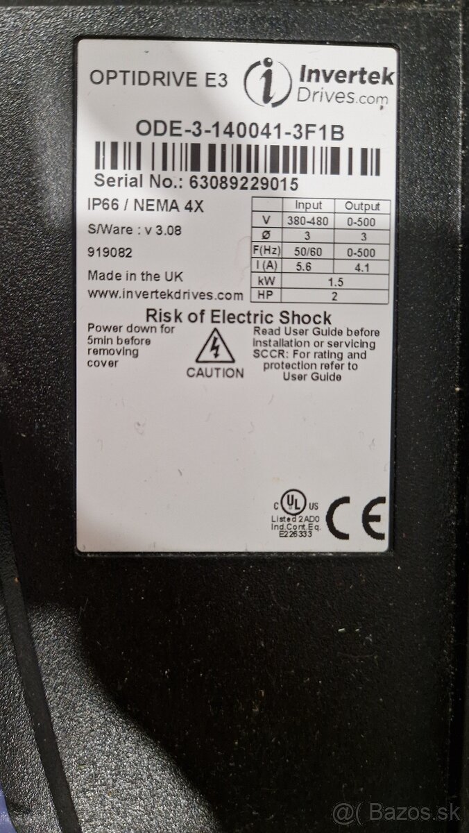 Frekvenčný menič Invertek Optidrive E3