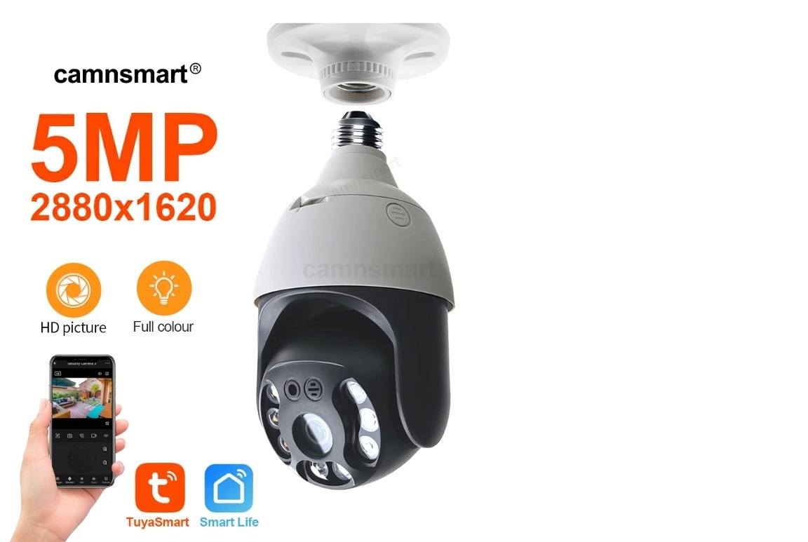 4 MP Bezpečnostná WiFi kamera namiesto žiarovky