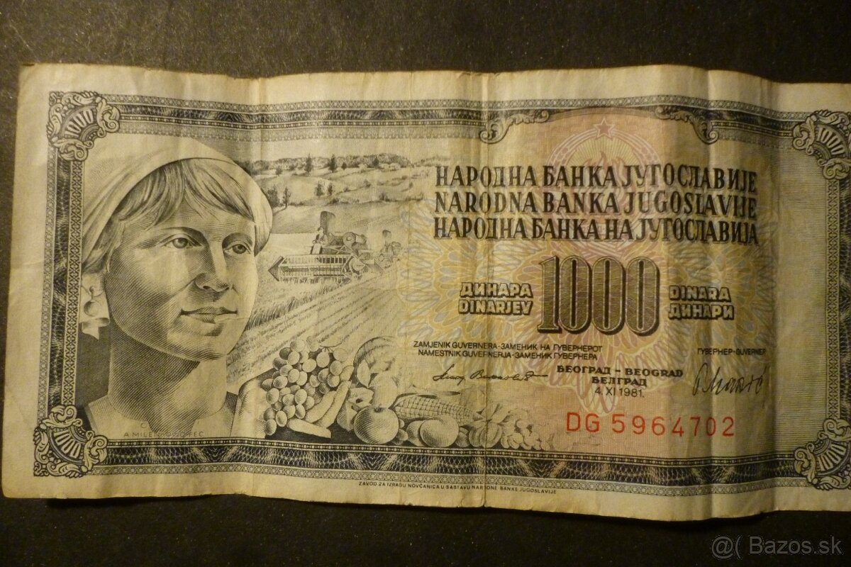 bankovka  Juhoslávia