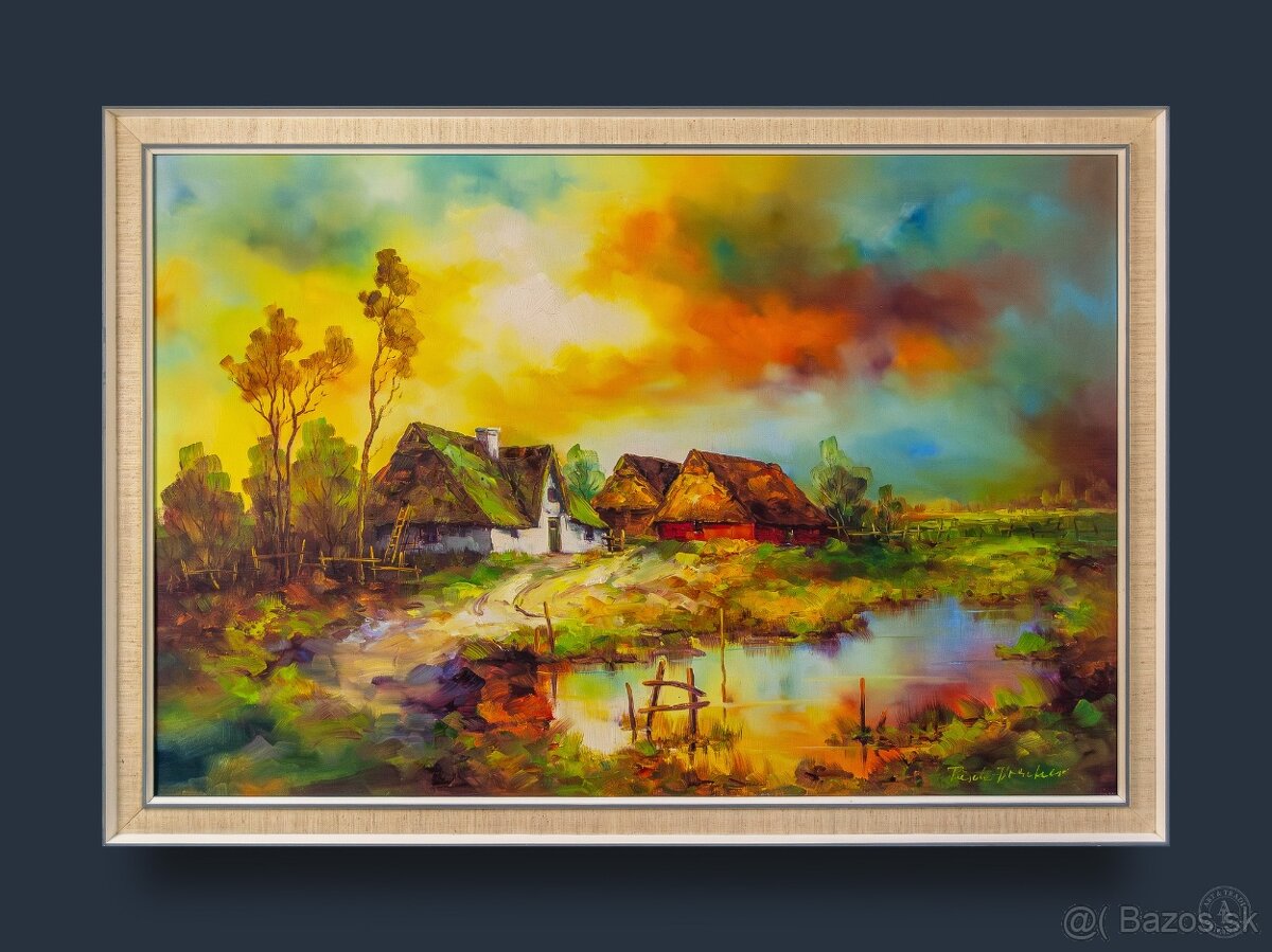 Dedina , Almut Pusch-Drescher, olej na plátne, 990 × 690 mm