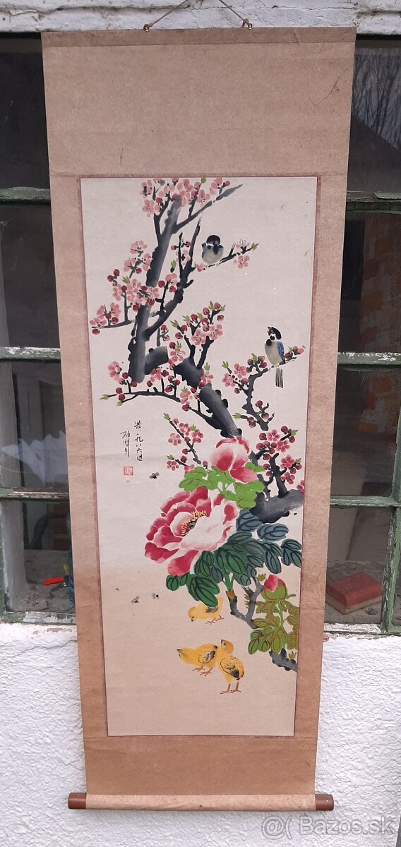 Starožitný japonský zvitkový obraz