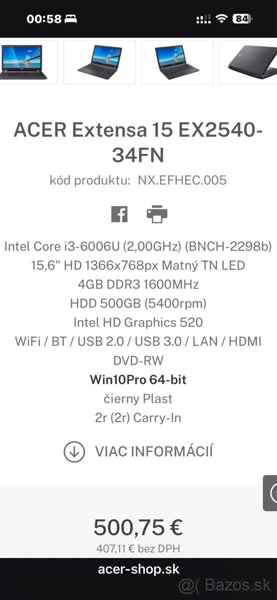 Acer Extanza 15"