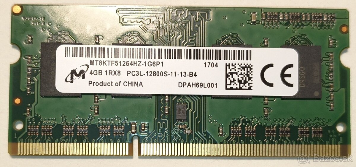 Predám SO-DIMM DD3L 1600 Mhz 4GB