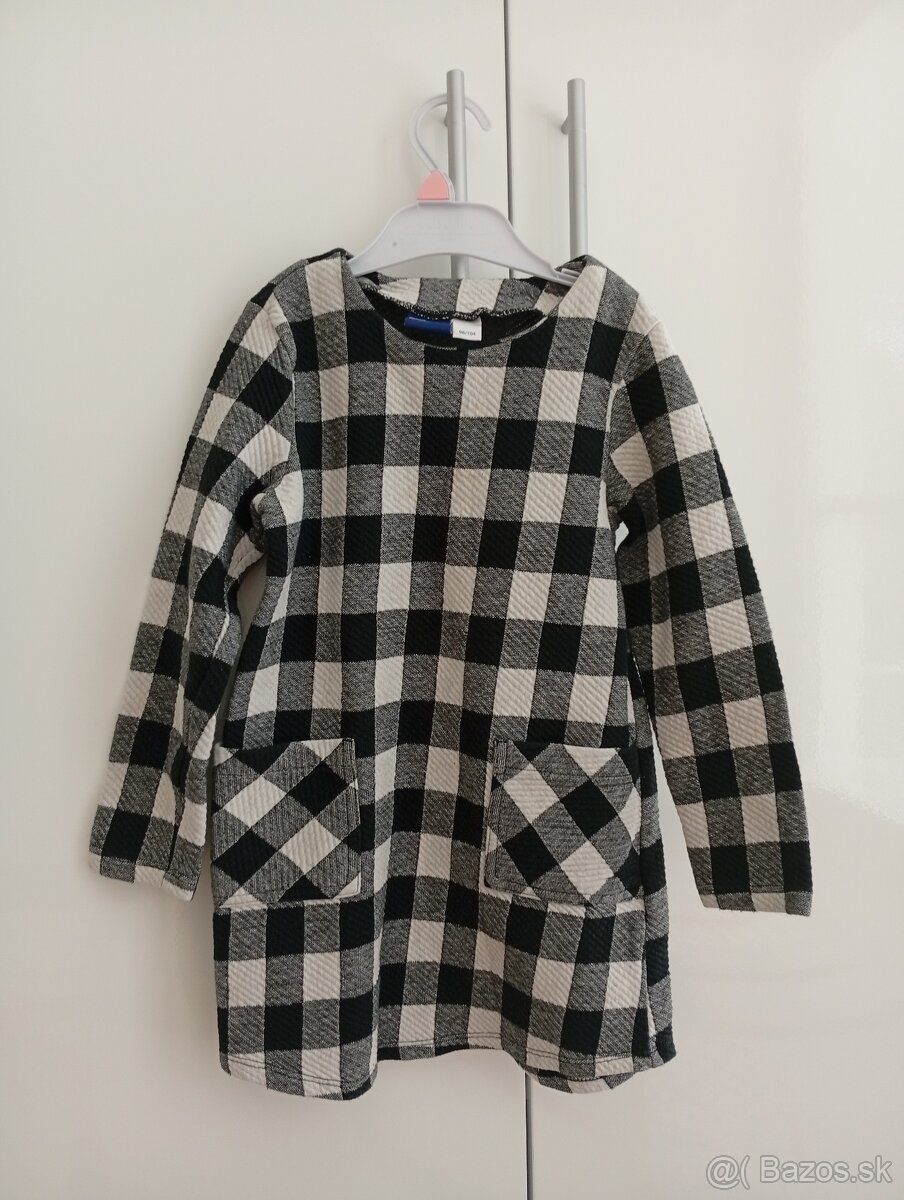 Dievčenské šaty 98/104 Lupilu jesenné/zimné čiernobiele