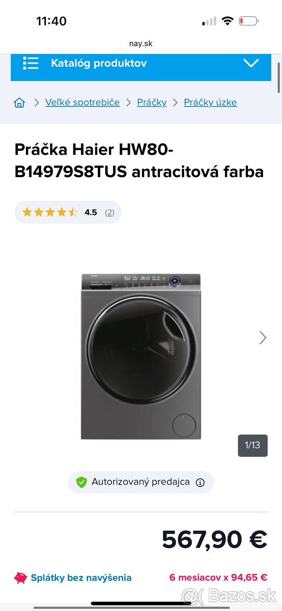 Predám novú pračku