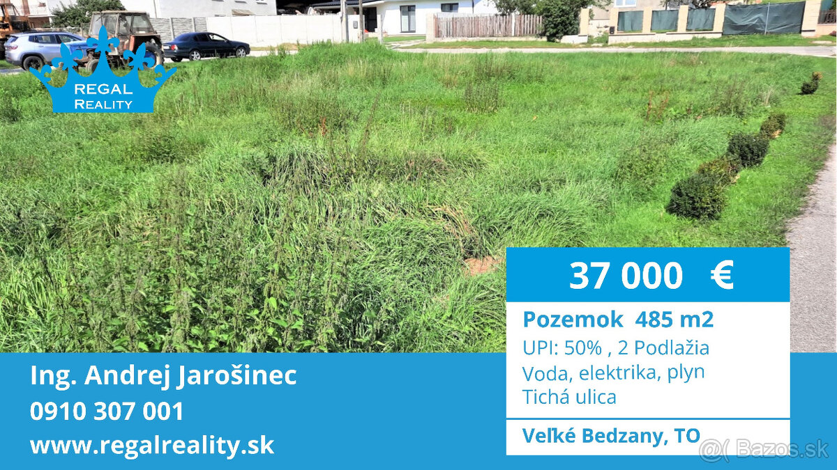 Rezervovaný: POZEMOK na Rodinný dom, Veľké Bedzany, okr. TO