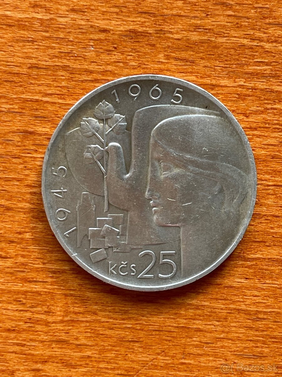 Oslobodenie Československa 25 Kčs 1965 Ag