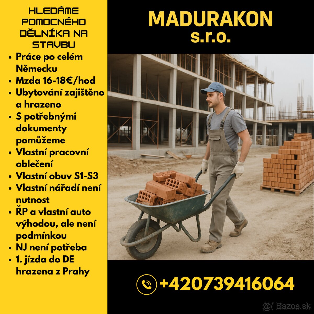 Pomocný dělník - Německo | až 18€/hod | ubytování hrazeno