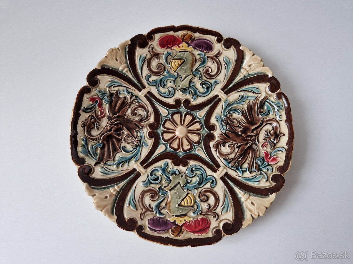 Starožitný zdobený keramický talíř talířek RDZ Rudolf Ditmar