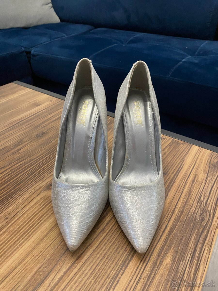 Topánky - lodičky, strieborné, veľkosť 40