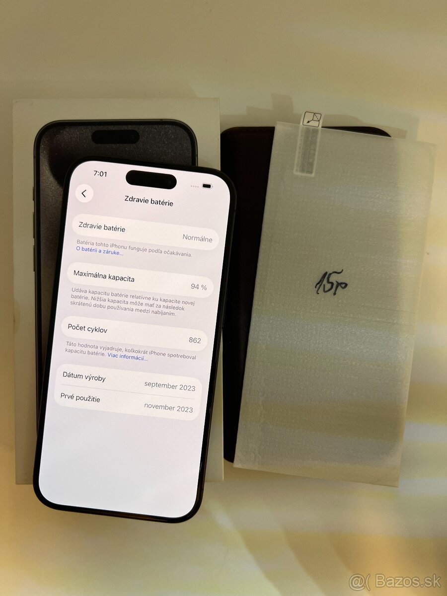 IPHONE 15 PRO BLACK TITANIUM 128GB ZÁRUKA - VEĽMI PEKNÝ STAV