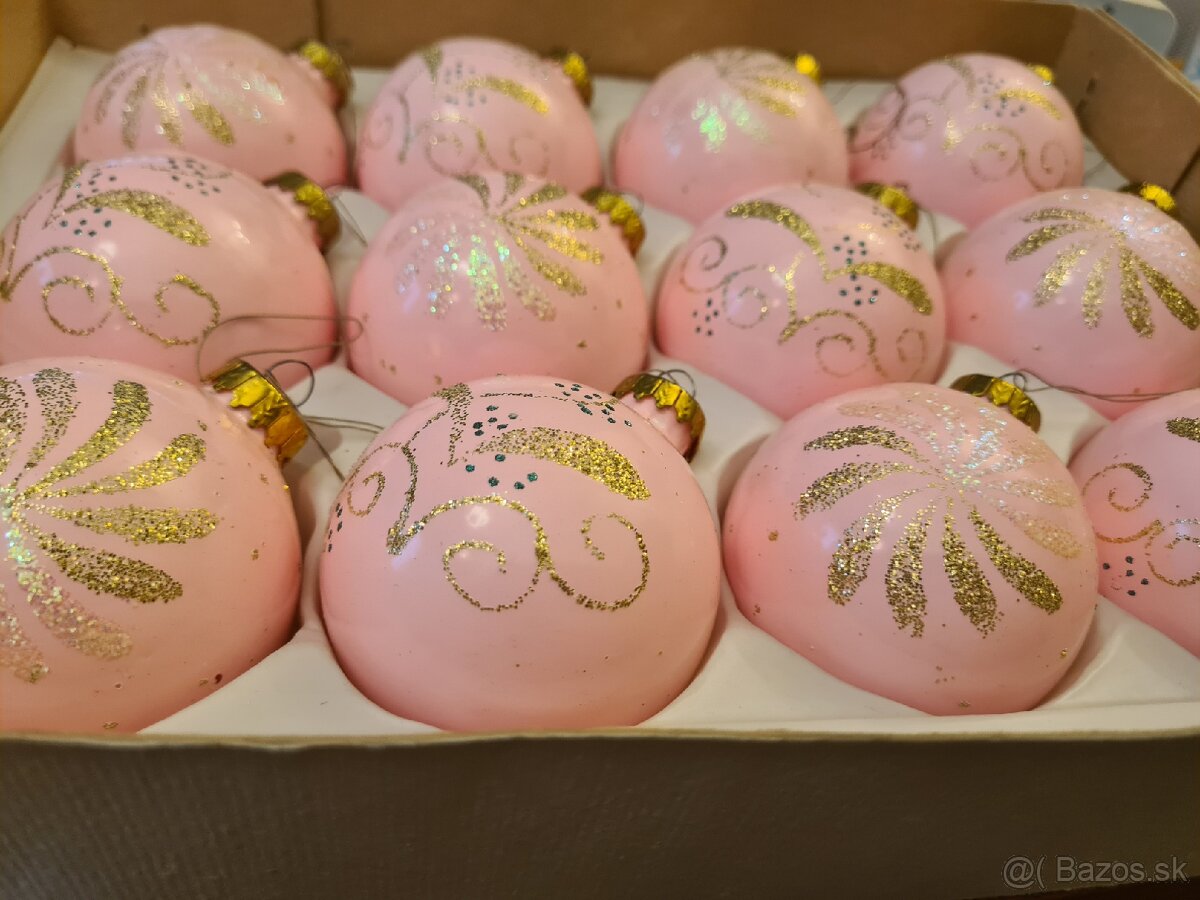 Vianočné ružové gule 12 ks