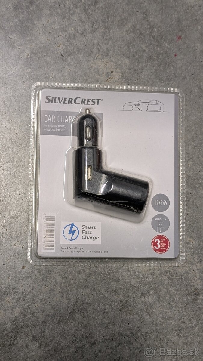 Nabijacka do autozapalovaca, 3x USB