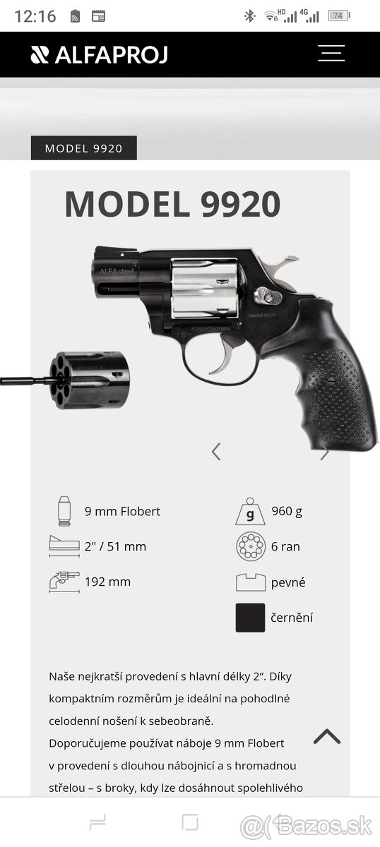 Kúpim Flobertku Alfa Proj 9 mm