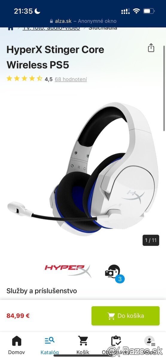 herné, bezdrôtové slúchadlá HyperX Stinger Core Wireless PS5