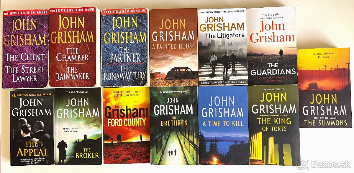 Zbierka anglickych knih od Johna Grishama