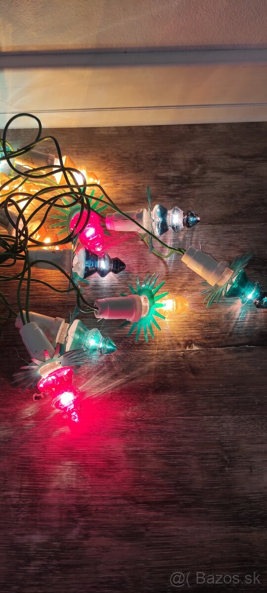 Retro vianočné osvetlenie Zlatokov stromčeky