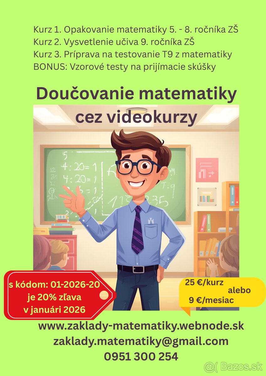 Doučovanie matematiky ZŠ cez videokurzy