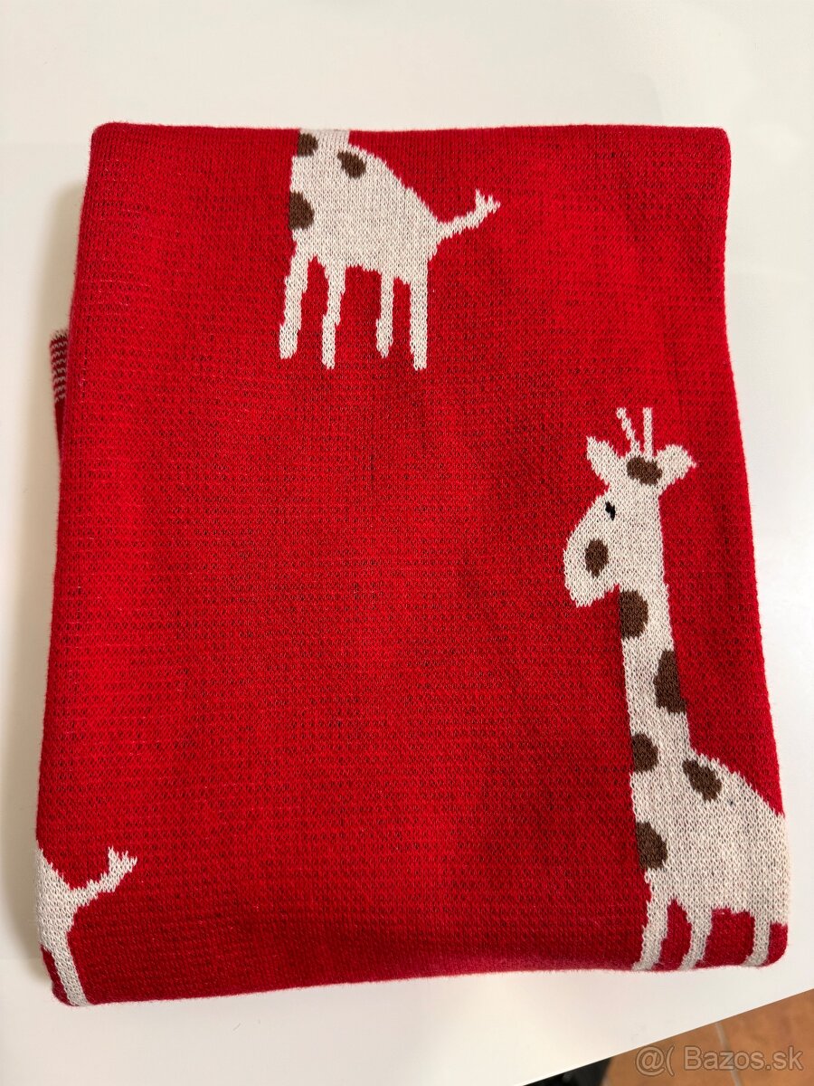 Krásna červená deka s motívom zebry pre detičky, Nová