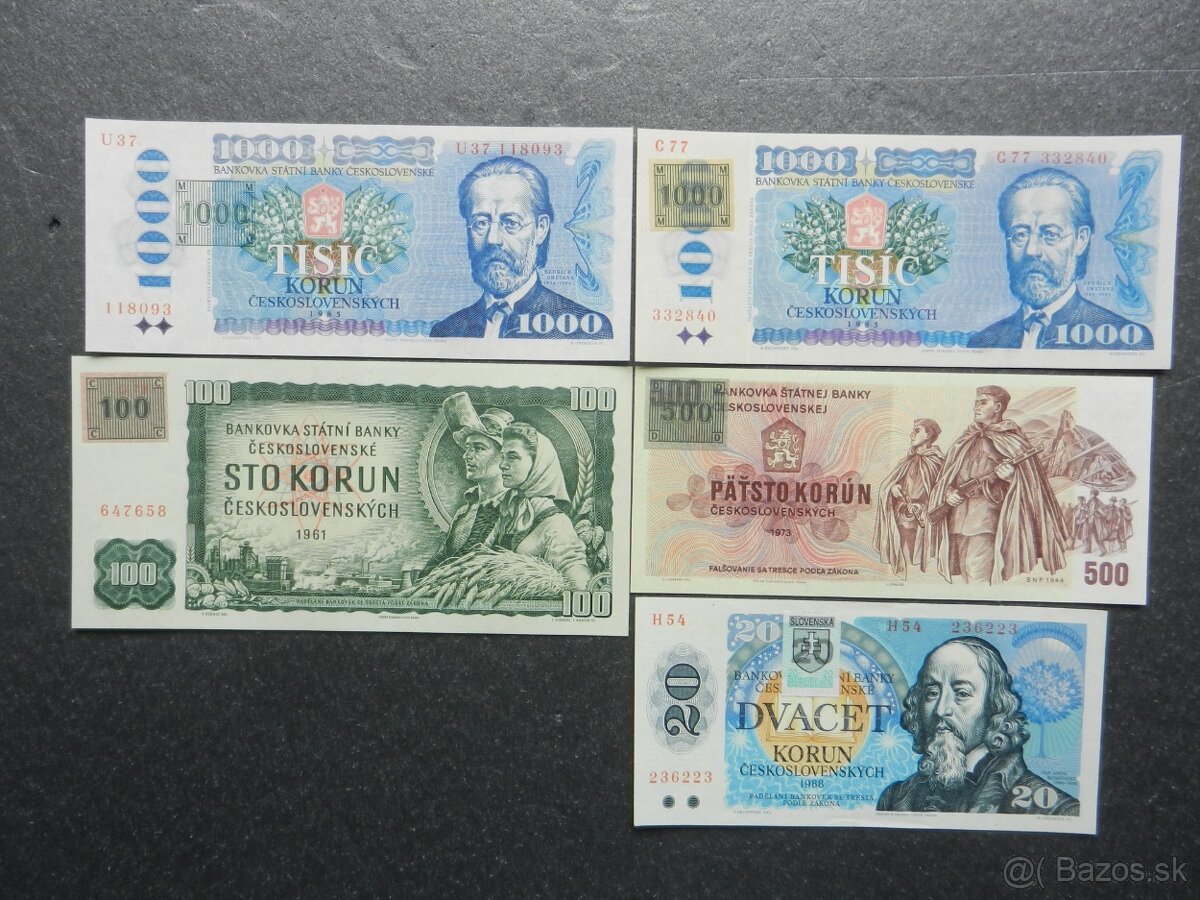 Československé UNC bankovky a iné