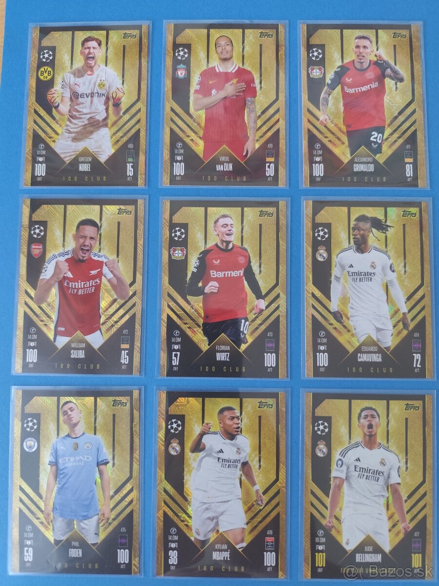 100 club topps match attax 2024/25 celý set