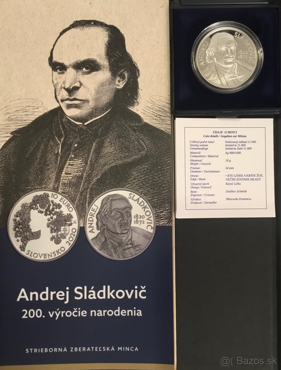 2020/10€ Andrej Sládkovič 200. výročie narodenia PROOF