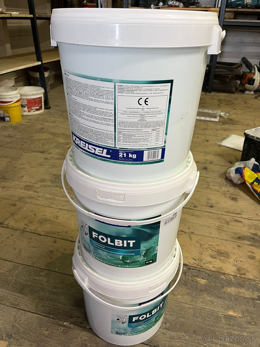Predám tekutú lepenku, hydroizoláciu Folbit, vedro 21Kg