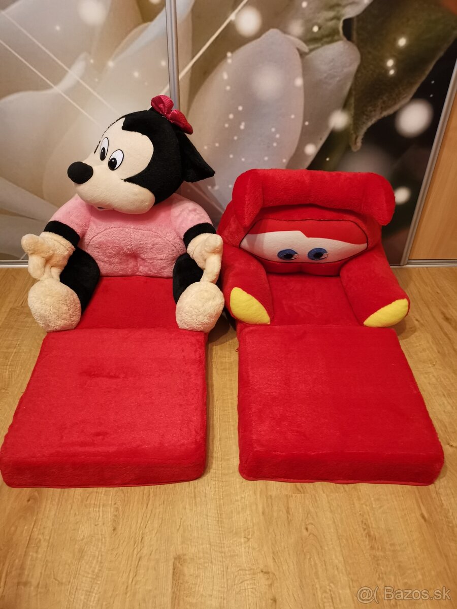 Predám rozkladacie kreslá Minnie, MCQueen