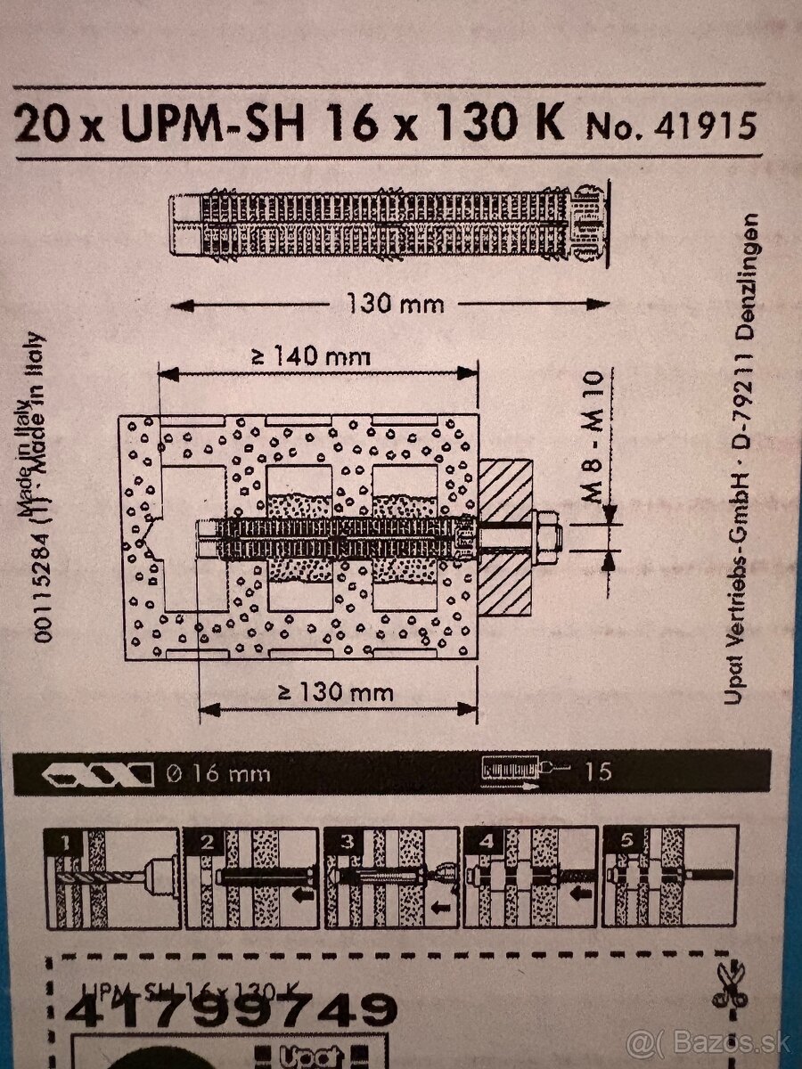 fischer sitko pre chemickú maltu FIS H 16 x 130 K plastové