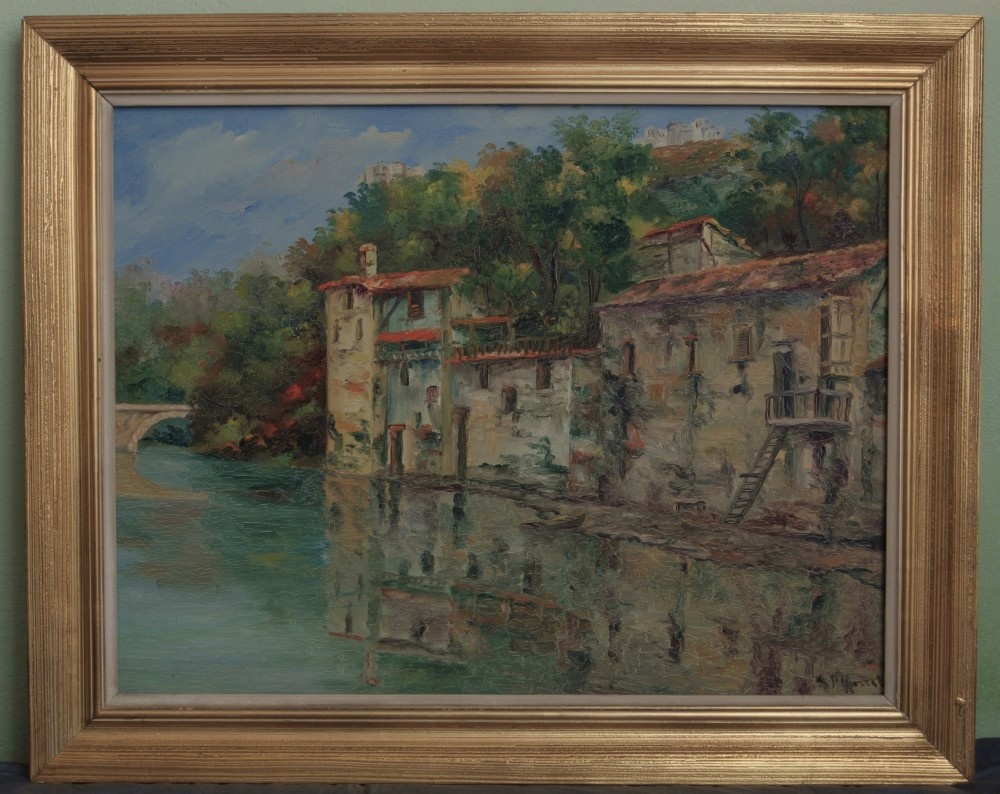 OBRAZ - Olejomaľba - Krajina s riekou