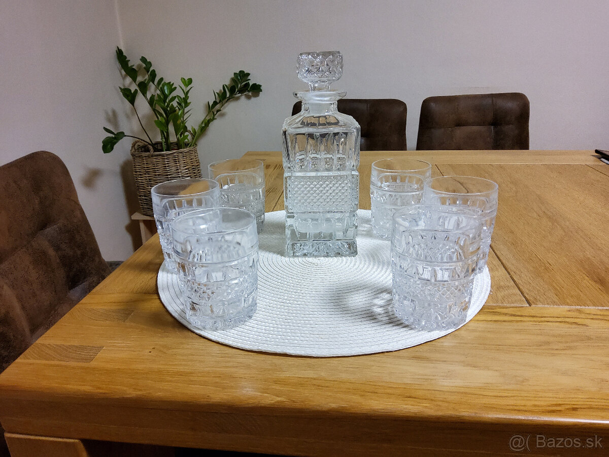stará súprava na whisky s nádherným brusom 1 + 6