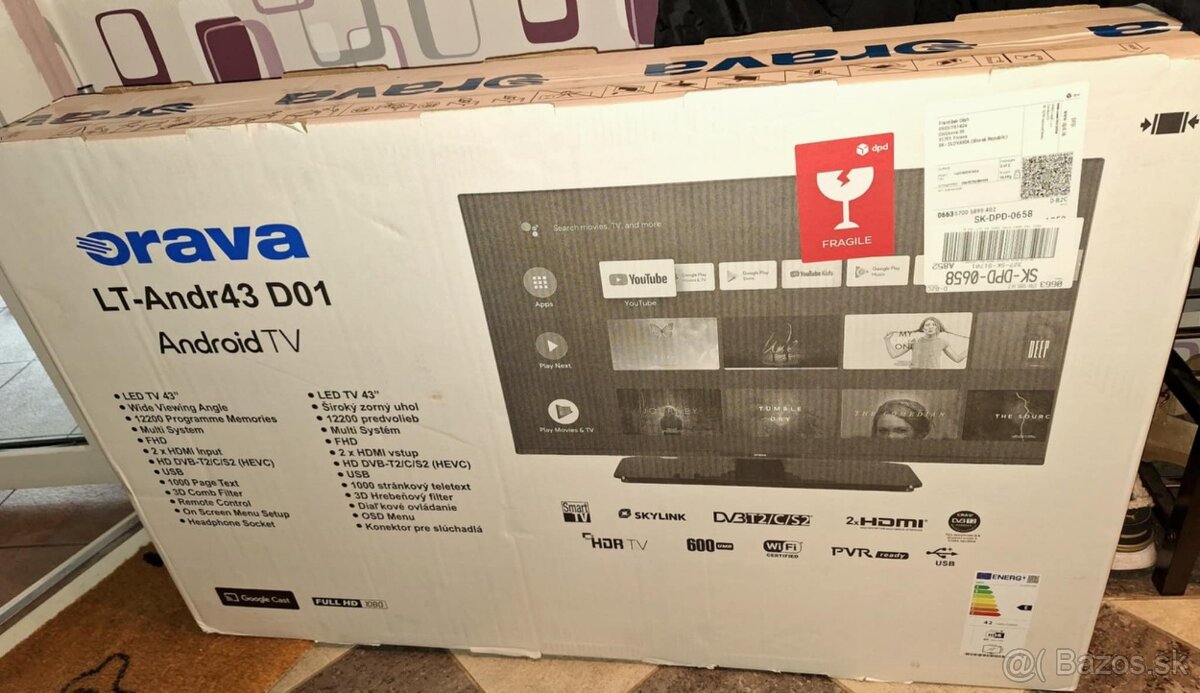 Nový, nerozbalený TV ORAVA 43" FULL HD Android Smart LED te