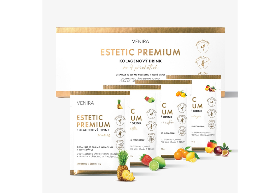 Venira estetic premium kolagén 4 príchute,40 balíčkov