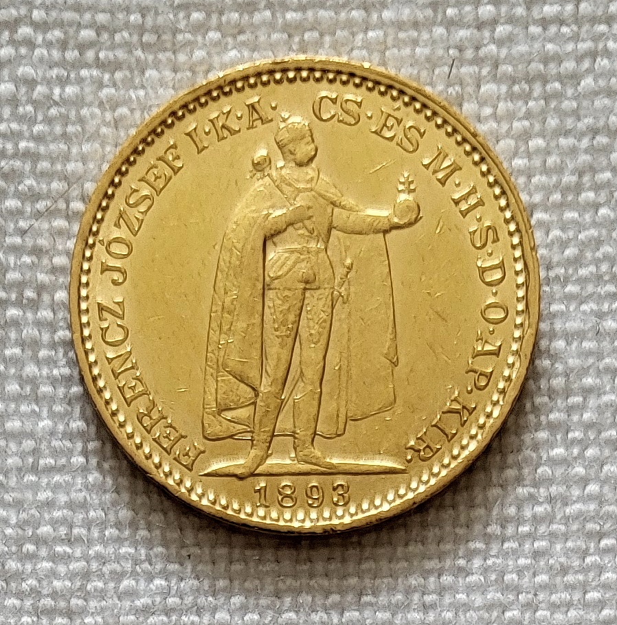 Zlatá uhorská 20 koruna FJI, 1893 kb, druhý ročník, 2 kusy