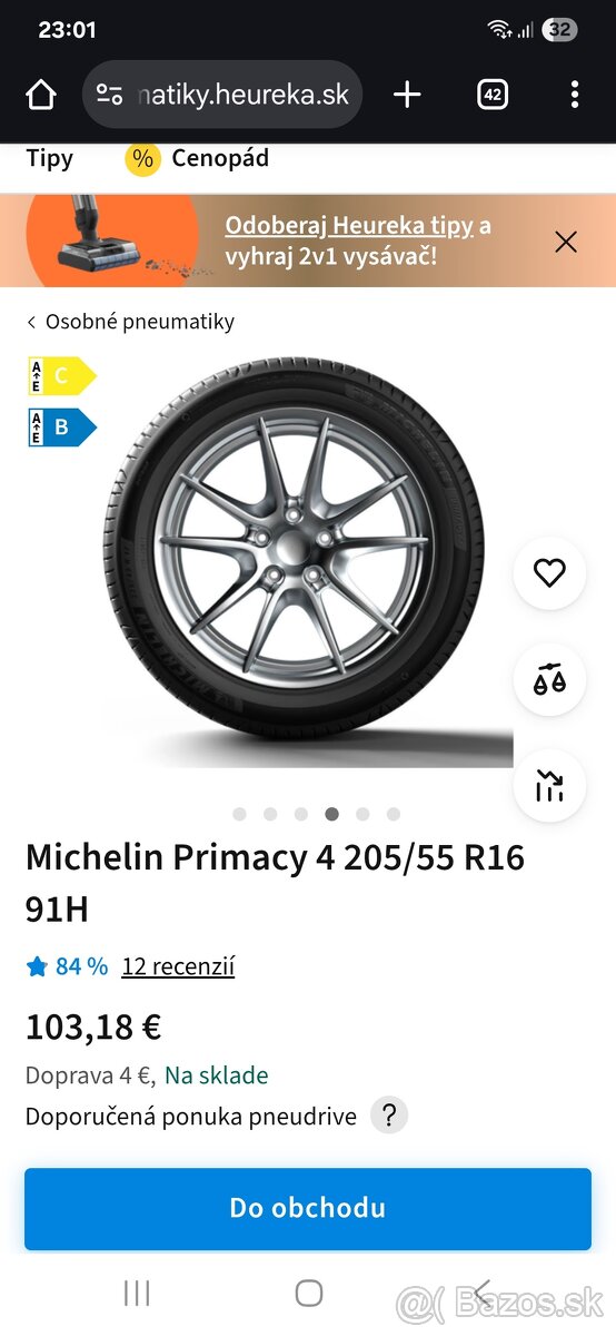 Michelin primacy 4 205/55 r16 skoro nové 2 Ks.