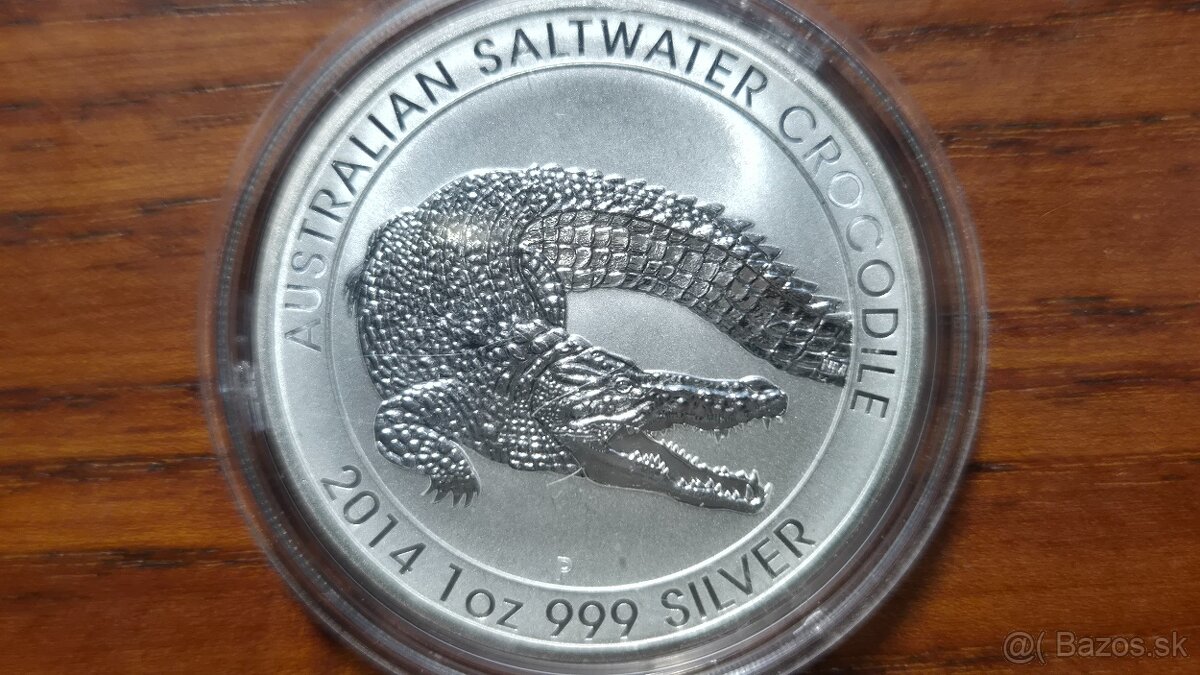 Australian saltwater crocodile 2014 investičné striebro