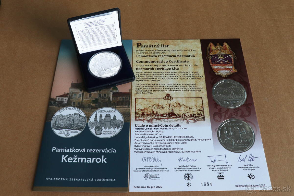 PREDAJ - 20 Eur 2025 - Pamiatková rezervácia Kežmarok