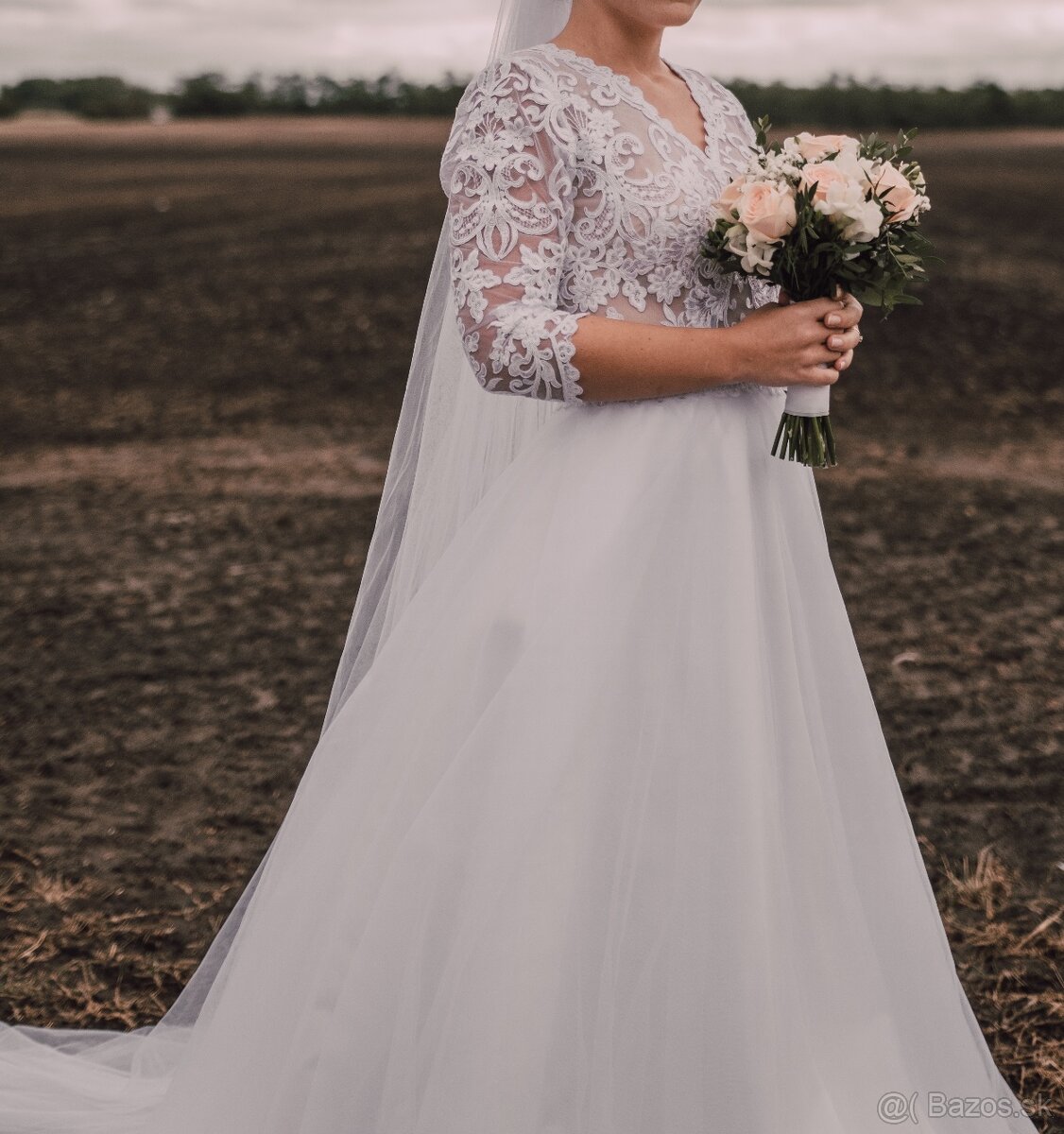 Svadobné šaty, 2ks závoj, kruh