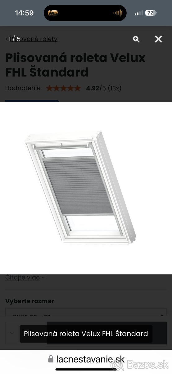 Plisova roleta Velux FHL M08 1577
