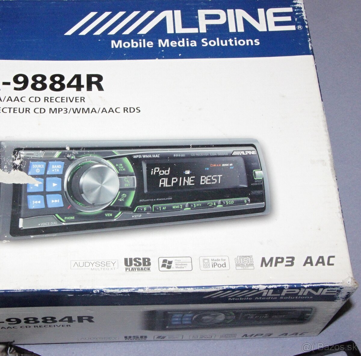 autorádio Apline  CDE-9884R  RDS MP3/WMA/AAC s CD prijimač
