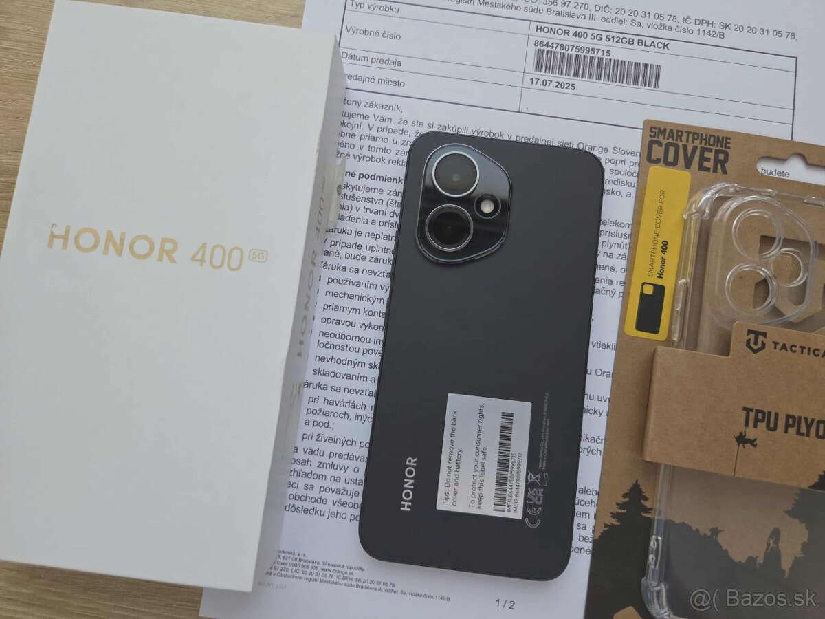 HONOR 400 5G 8GB/512GB,black,top,zaruka, sklo,kryt