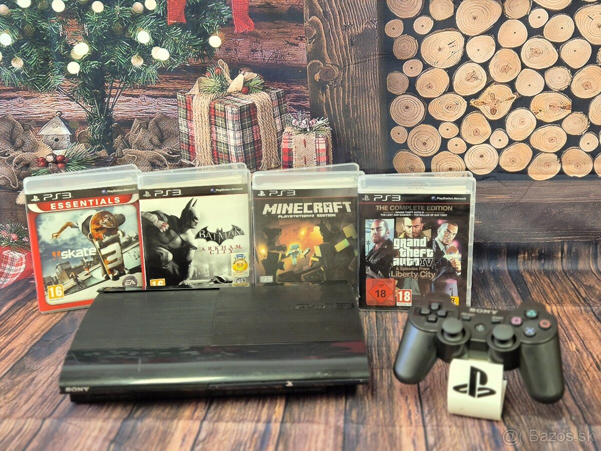 Playstation 3 Super Slim 500GB, 1 ovládač, GTA 4, Minecraft