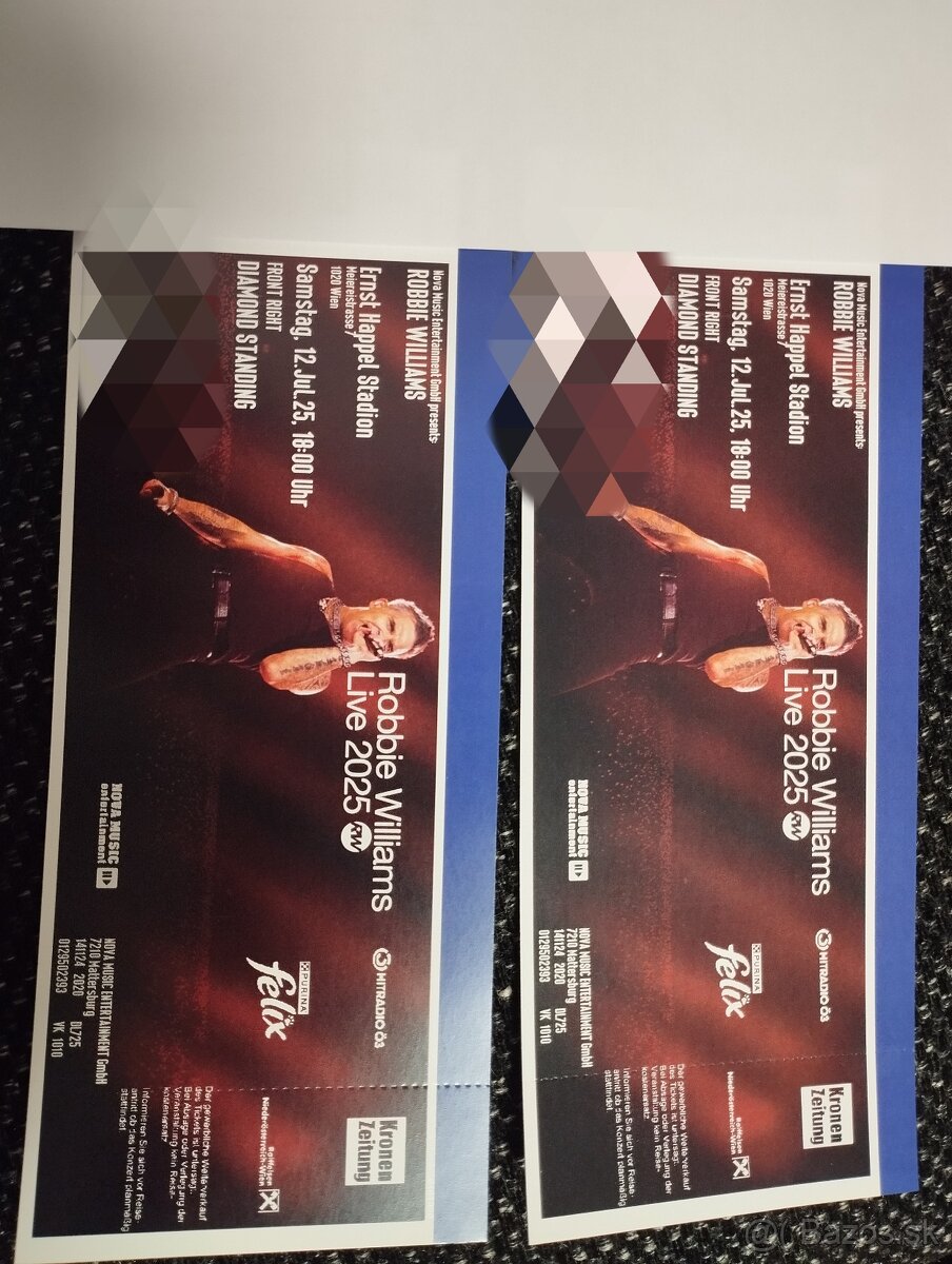 2 x lístok na Robbieho Williamsa