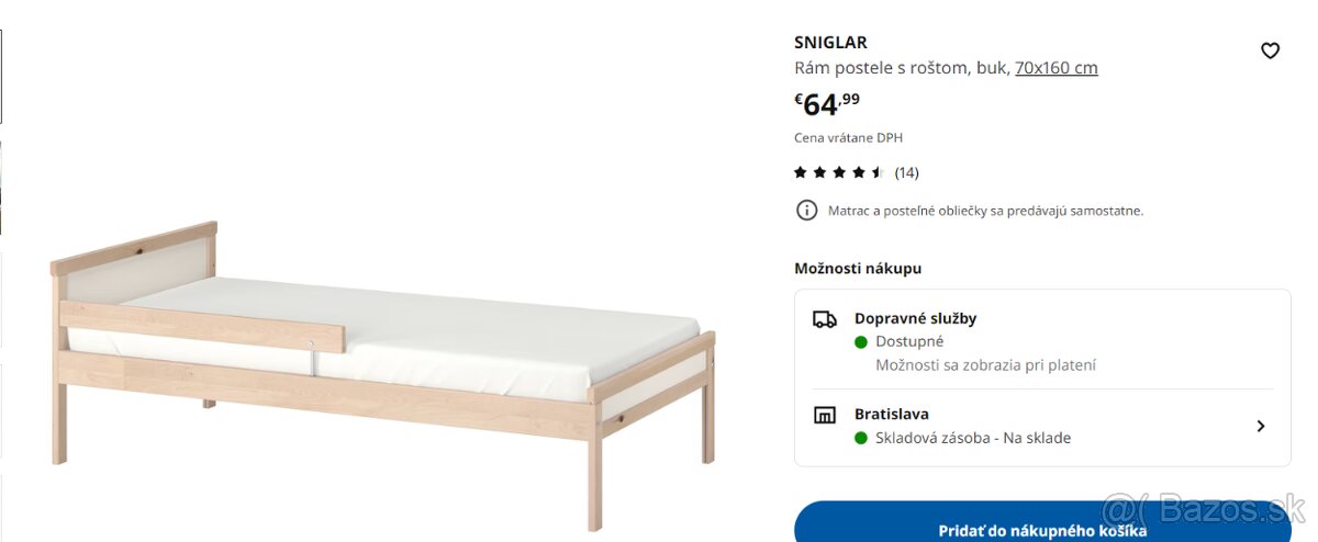 Detská IKEA posteľ SNIGLAR