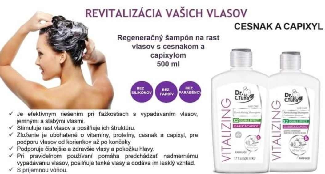 Regeneračný šampón na vlasy s cesnakom a capixylom 500 ml